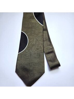 Gattonero Men's Necktie 100% Silk Green with Black and White 58" x 4" Italy